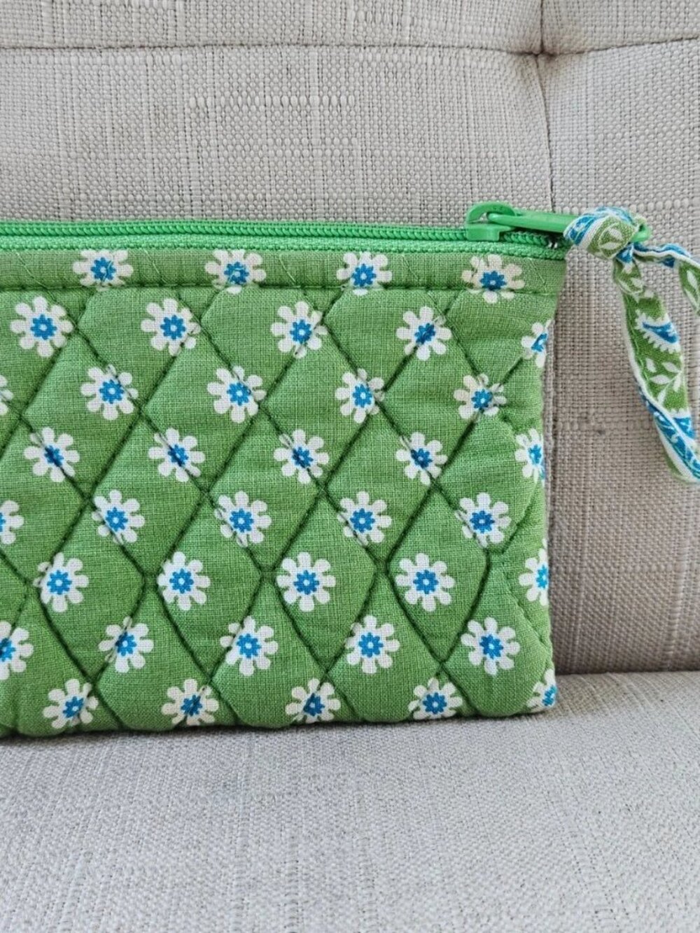 Vera Bradley Women Coin Purse Zip Closure Green Cotton Mini Wallet Made in USA - Picture 5 of 8